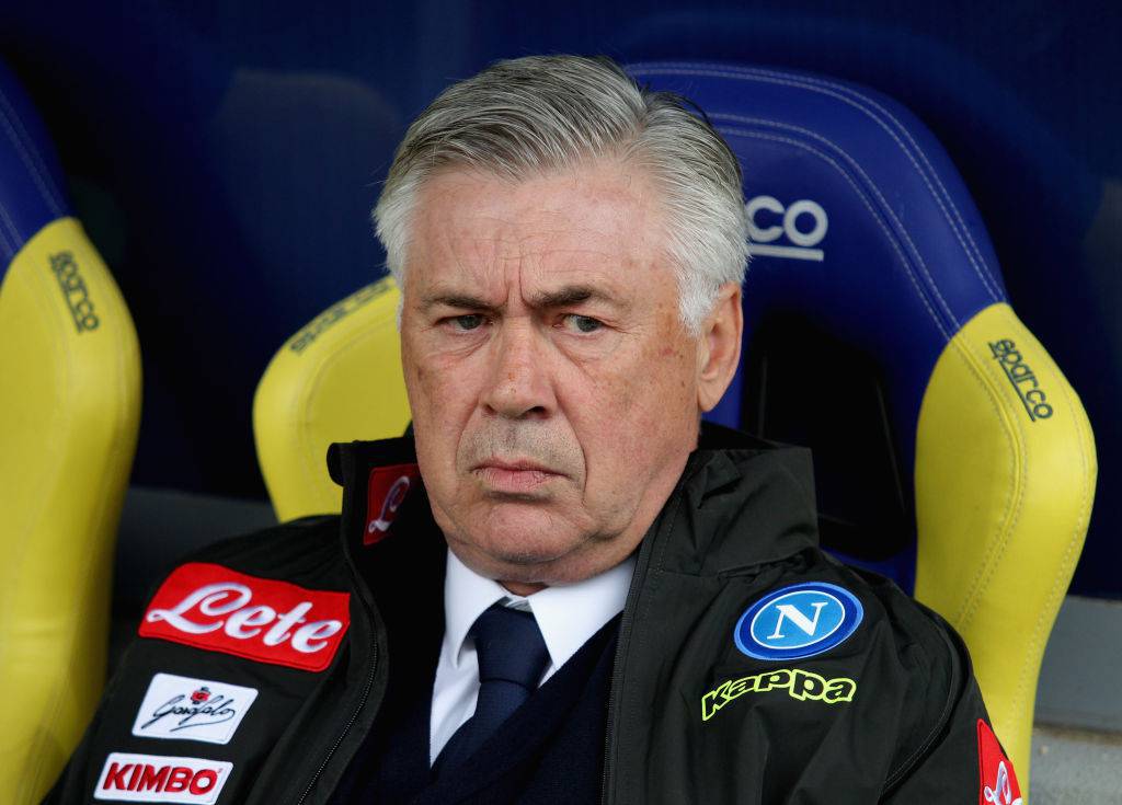 Carlo Ancelotti sulla panchina del Napoli