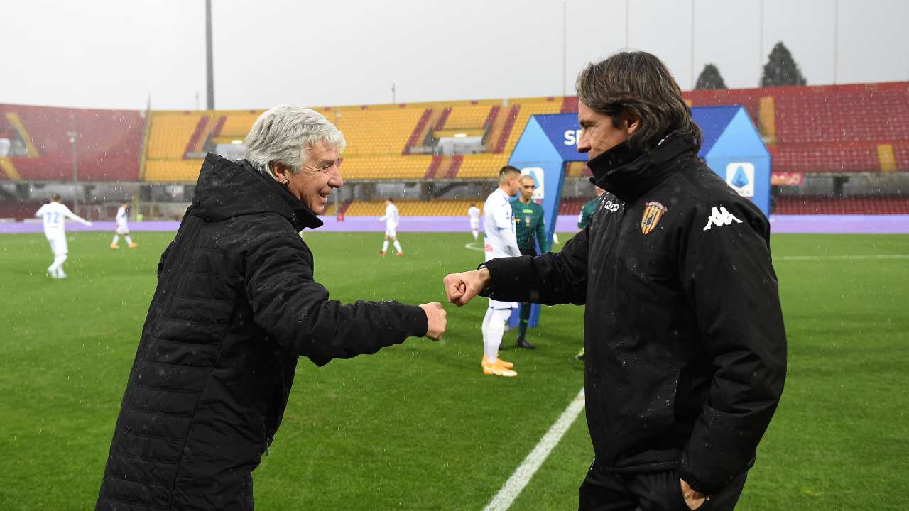 Gasperini e Inzaghi prima della vittoriosa trasferta dell'Atalanta a Benevento