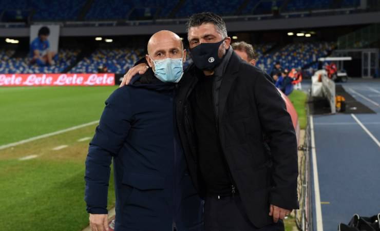 Napoli - Spezia, Italiano e Gattuso allo stadio Maradona