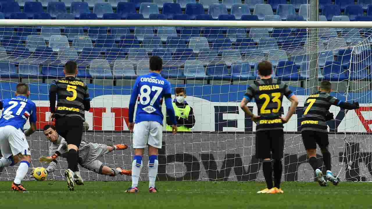 Sanchez sbaglia il rigore, Inter ko con la Sampdoria