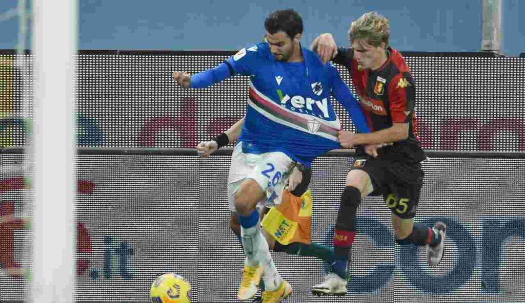 Nicolò Rovella in azione nel derby di coppa contra la Sampdoria