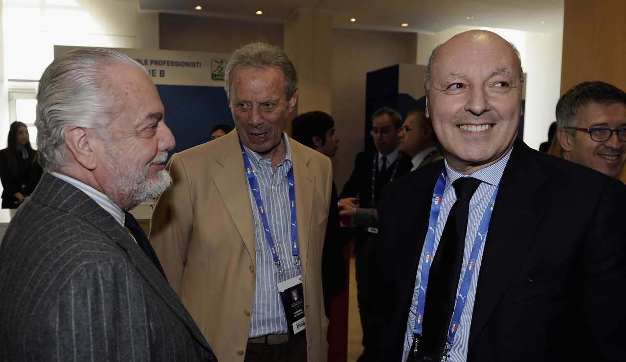 De Laurentiis e Marotta sorridono