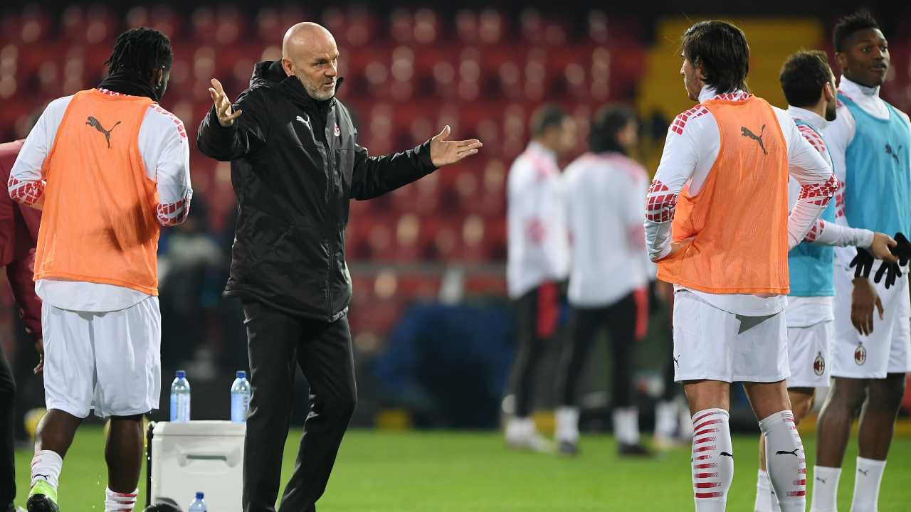 Pioli durante il riscaldamento