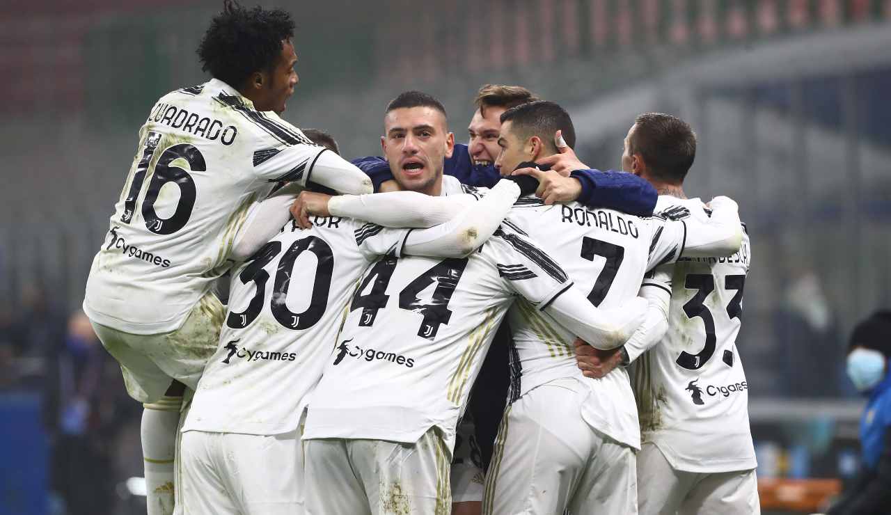La Juventus festeggia la doppietta di Cristiano Ronaldo contro l'Inter