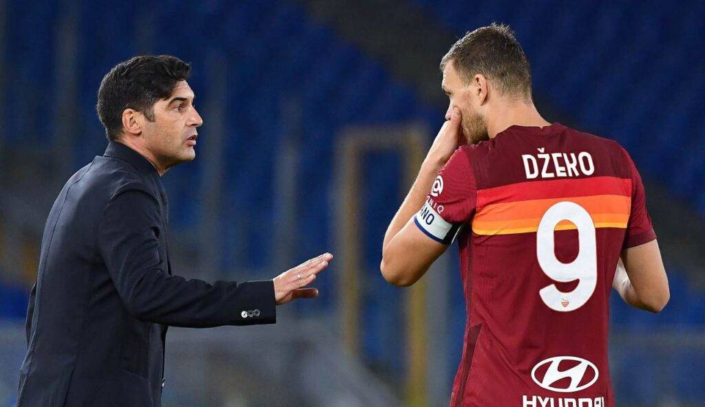 Edin Dzeko e Paulo Fonseca parlano in campo