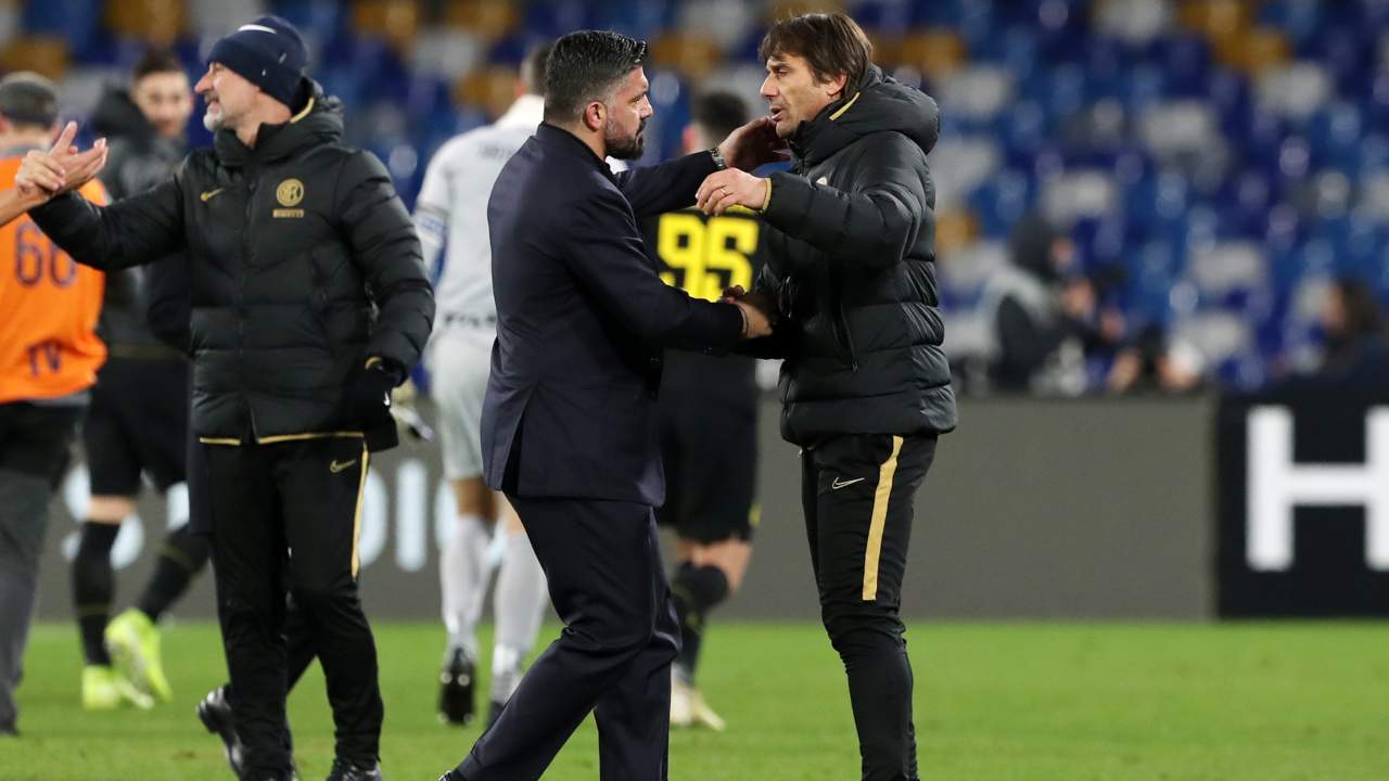 Antonio Conte e Rino Gattuso si abbracciano