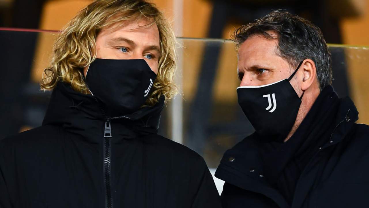 Nedved e Paratici con la mascherina