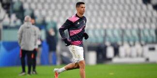 Cristiano Ronaldo nel riscaldamento