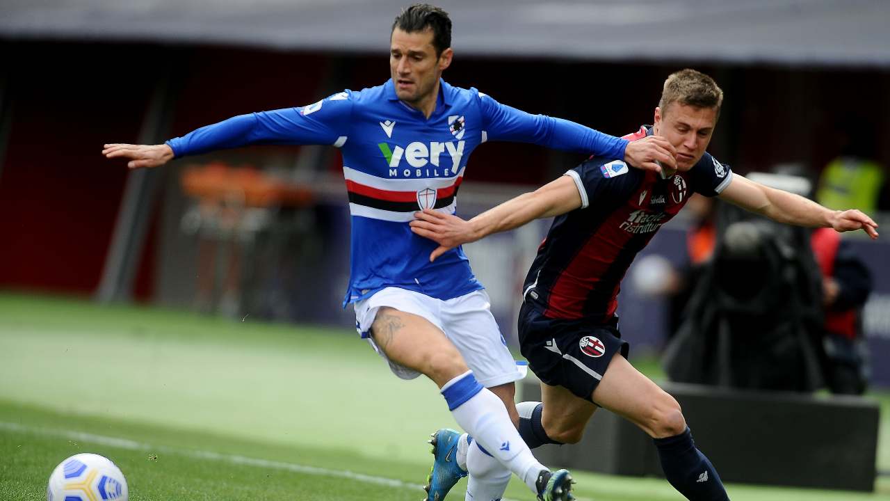 Bologna e Sampdoria in azione