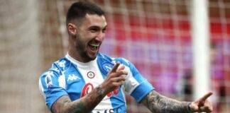Politano esulta per il gol in Milan-Napoli