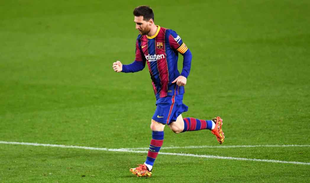 Leonel Messi esulta per un gol col Barcellona