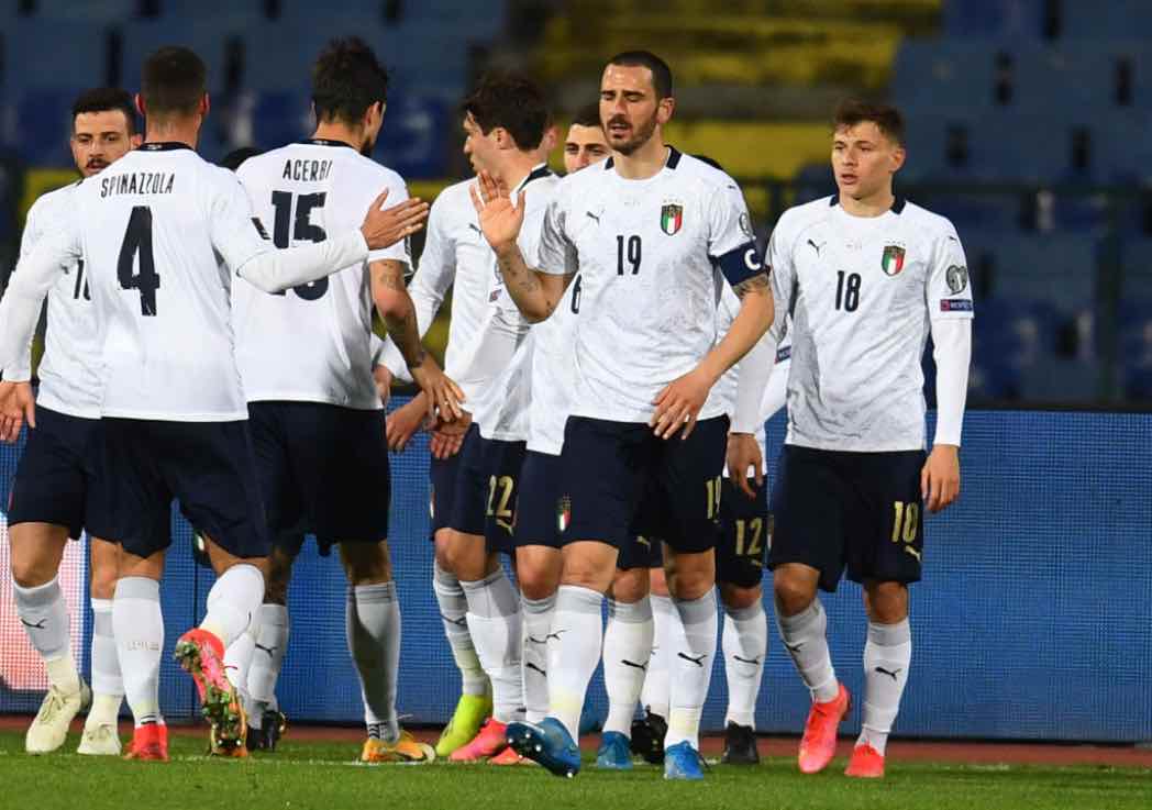 Bulgaria-Italia, gli azzurri esultano al gol di Belotti