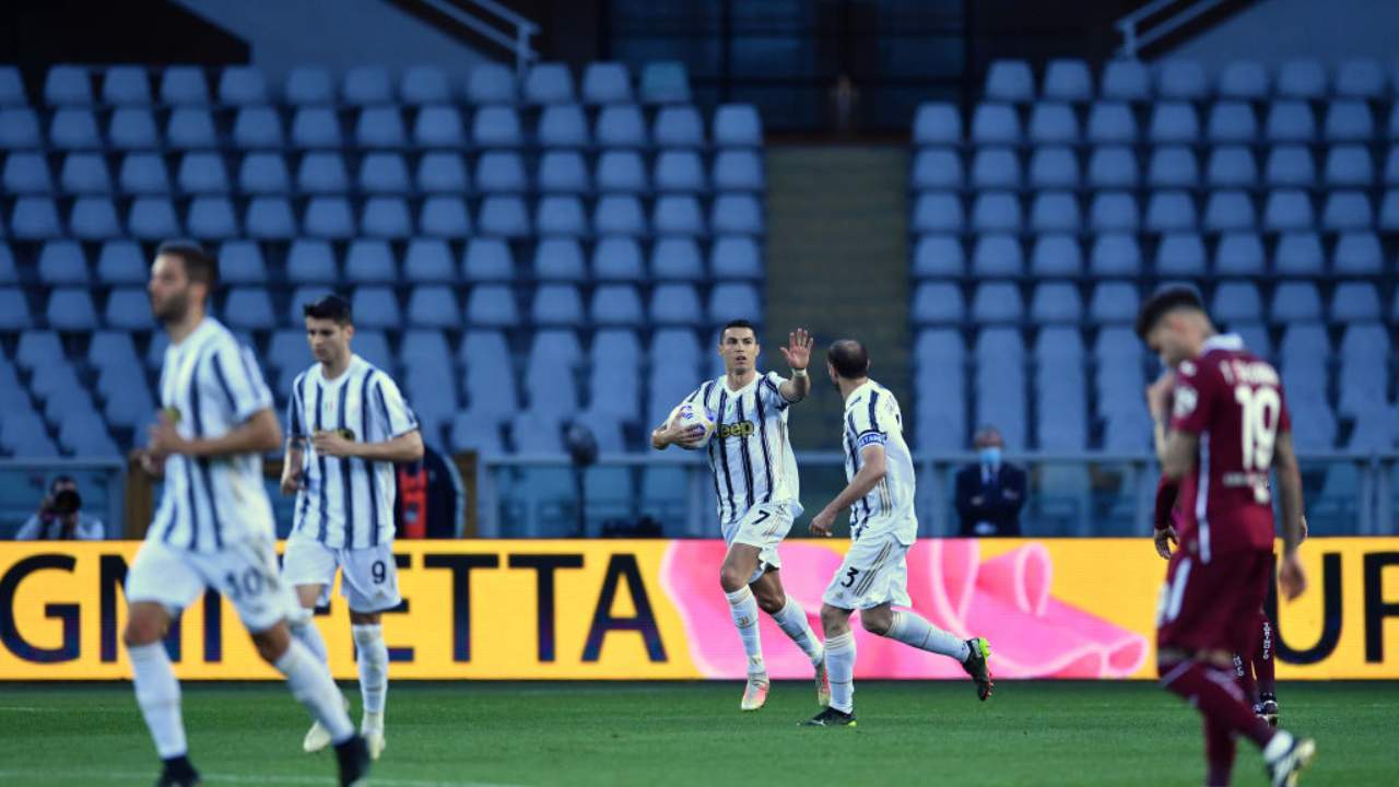 esultanza Ronaldo con Chiellini