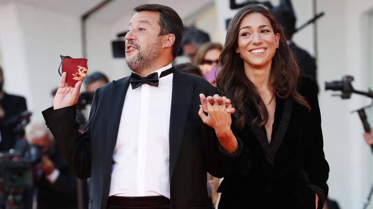 Salvini con la compagna Verdini alla 77esima mostra del cinema di Venezia