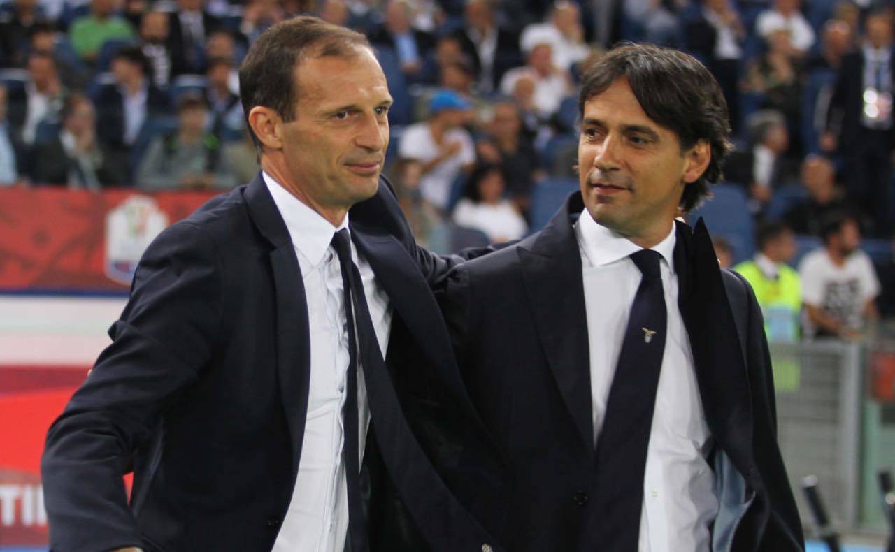 Simone Inzaghi e Allegri durante la Supercoppa italiana 2017