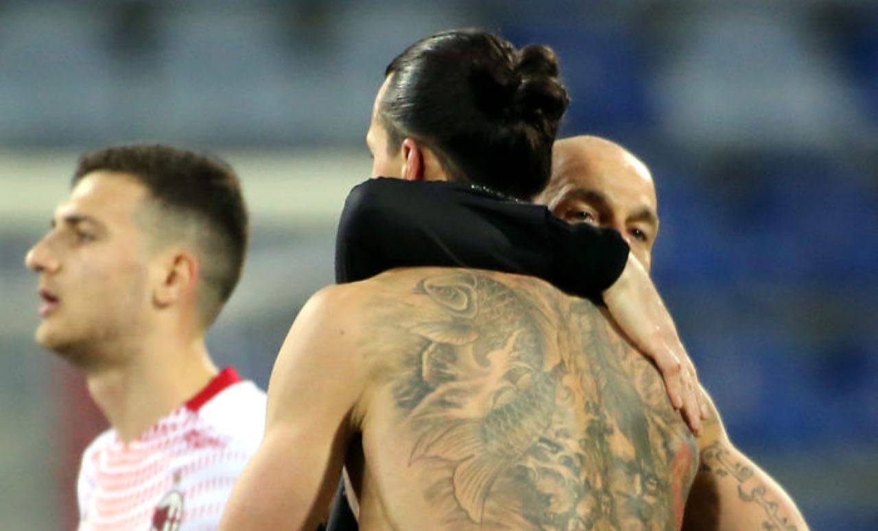 Abbraccio tra Pioli e Ibrahimovic