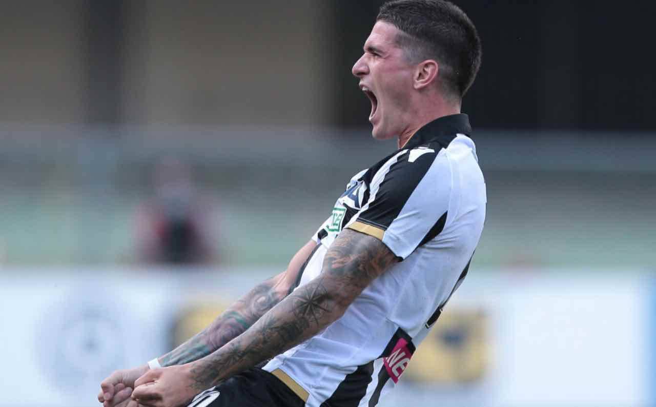 De Paul esulta dopo un gol con l'Udinese