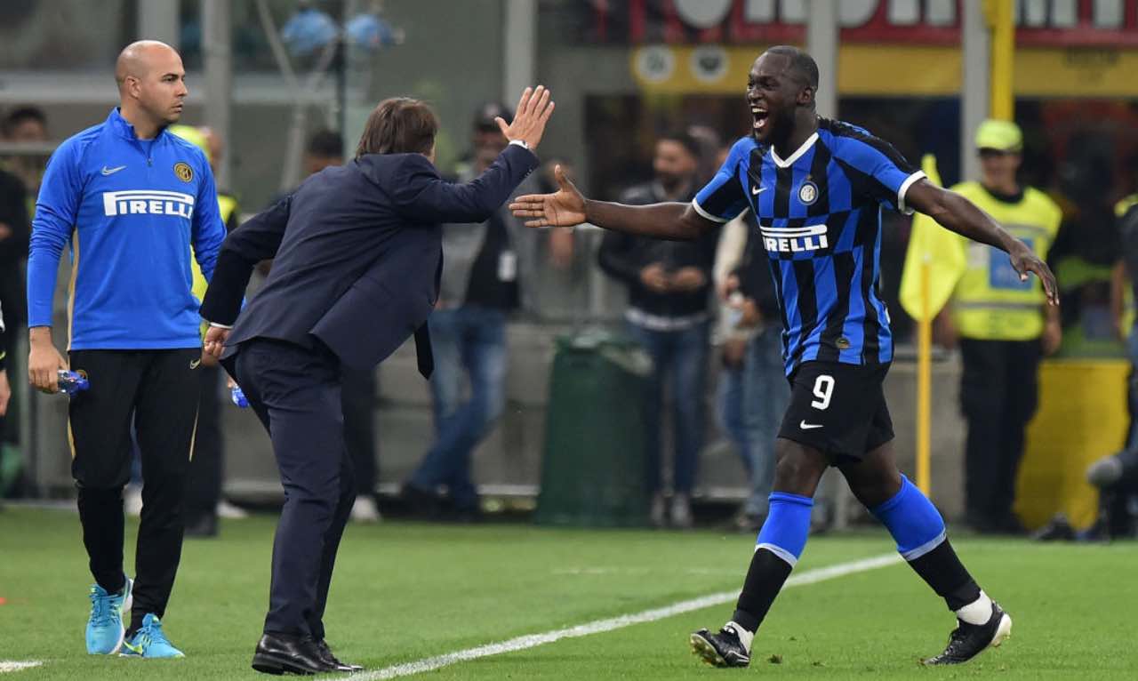 Conte e Lukaku in Milan-Inter