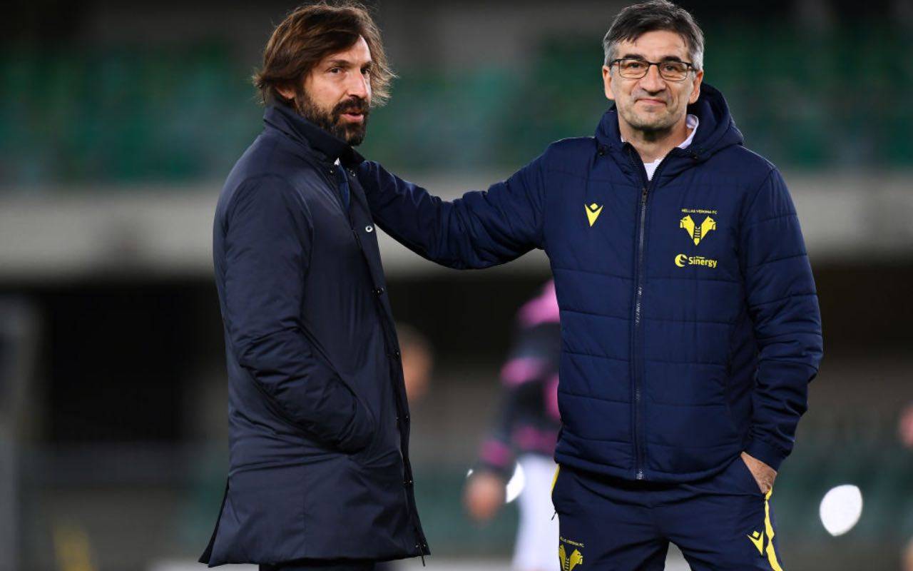 Juric e Pirlo si salutano in Verona-Juventus
