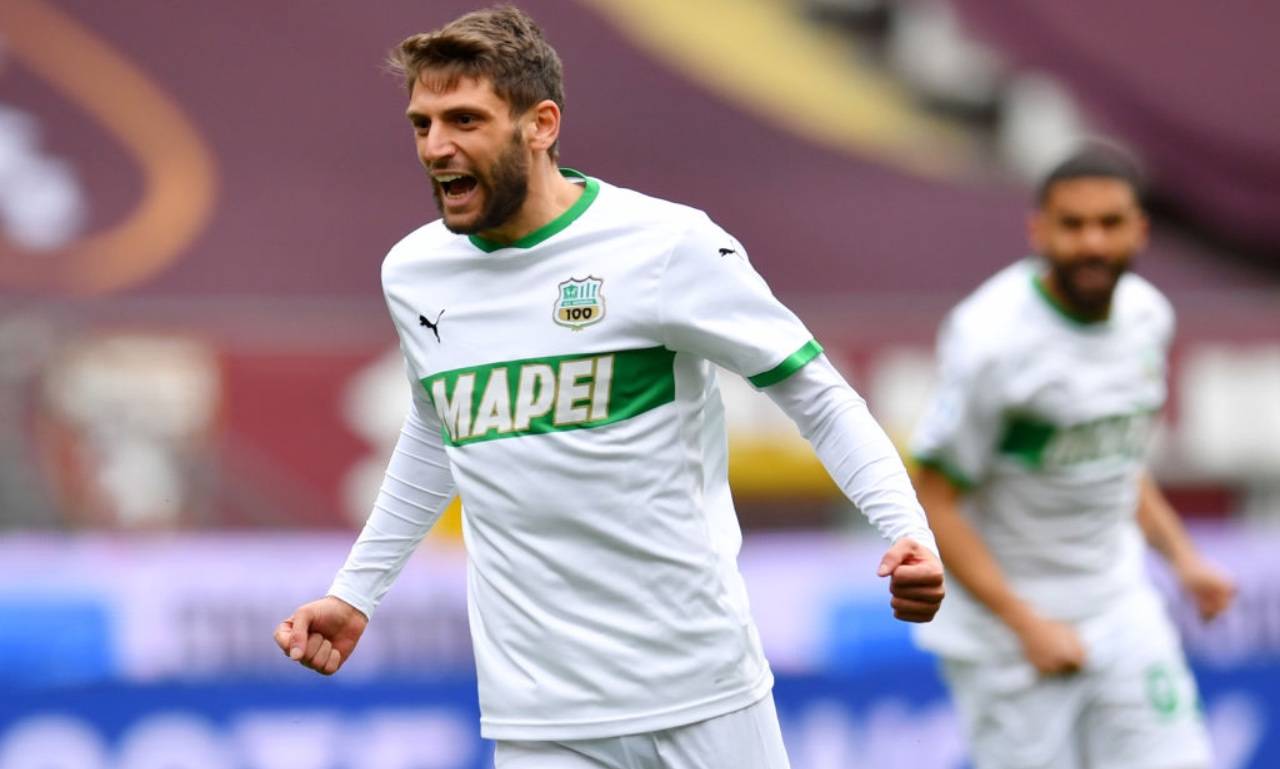 Berardi esulta dopo un gol col Sassuolo