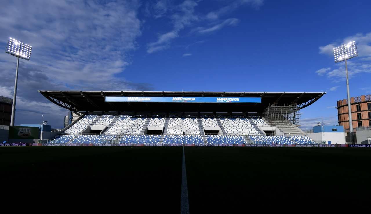 Vista frontale della tribuna del Mapei Stadium