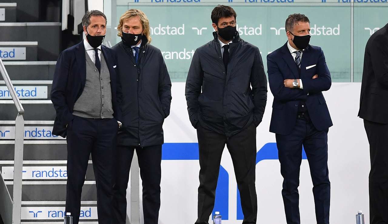 Paratici Nedved Agnelli a bordo campo