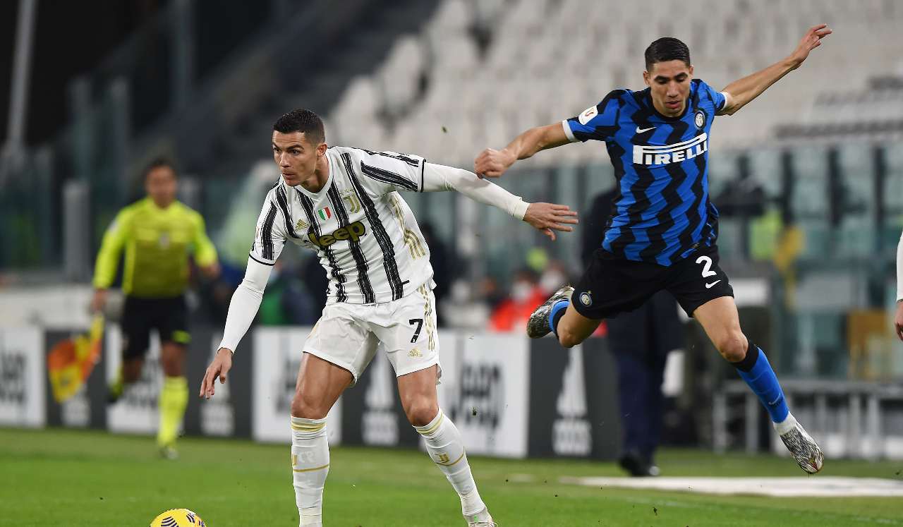 Ronaldo e Hakimi in Juventus-Inter