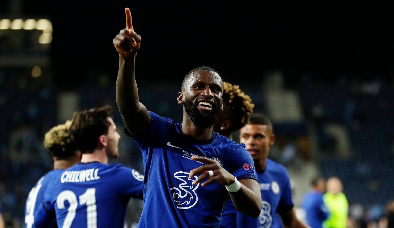 Rudiger esulta dopo la Champions