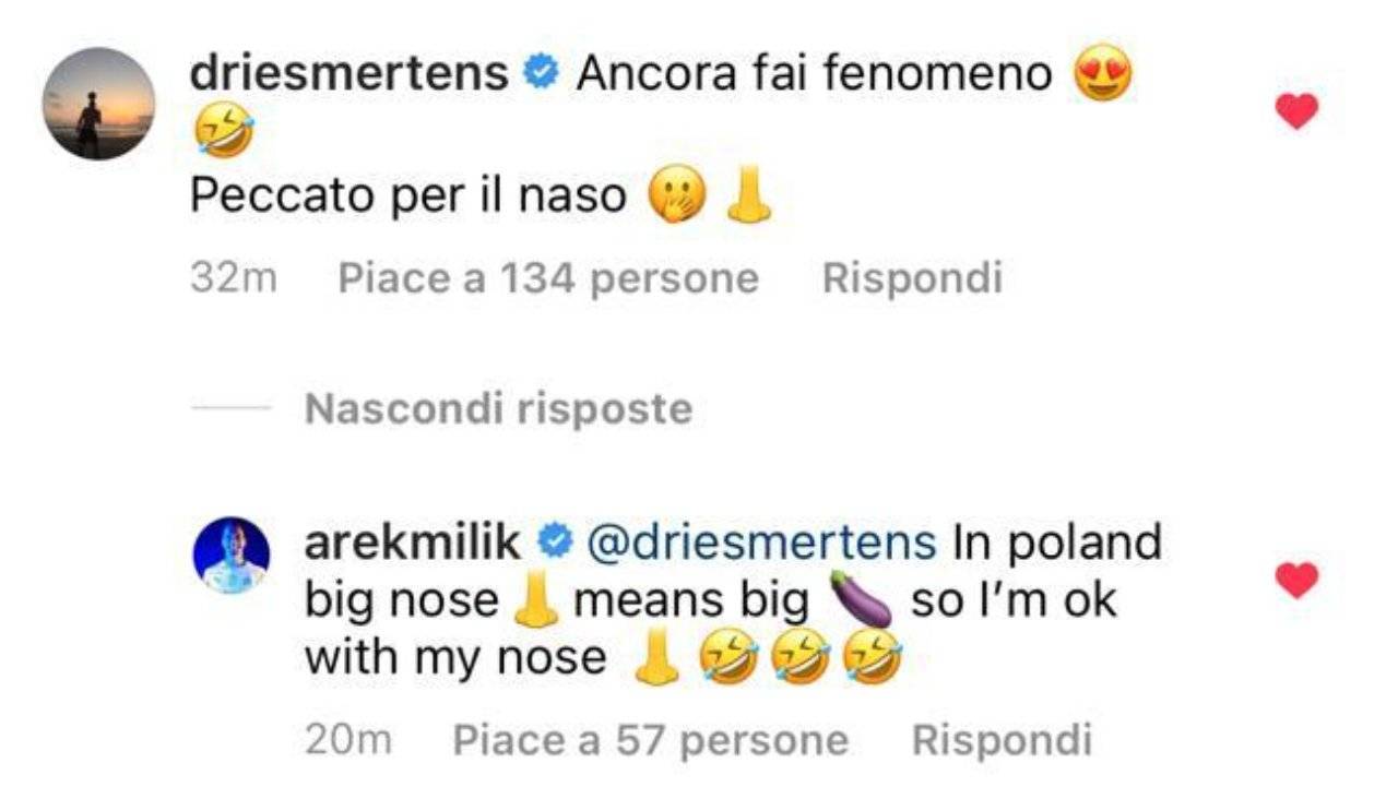 Il botta e risposta tra Mertens e Milik 