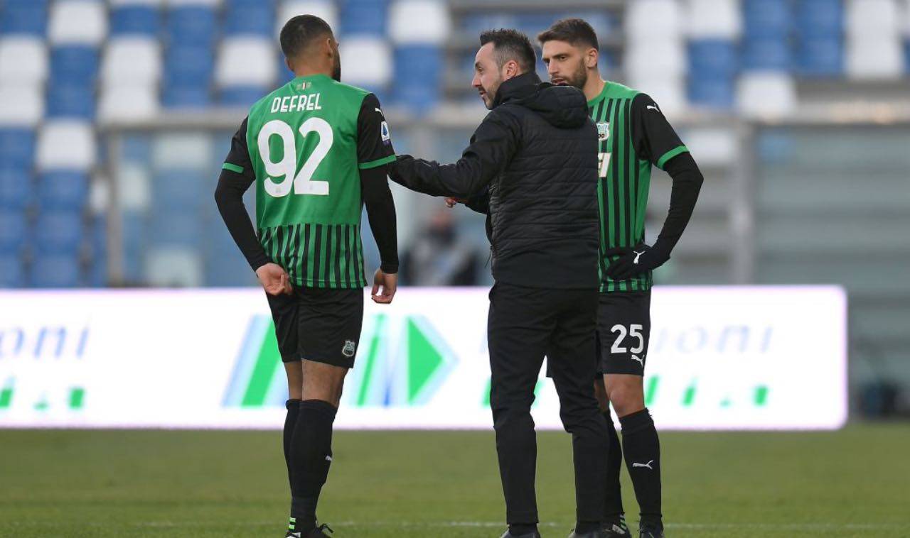 De Zerbi a colloquio con Berardi e Defrel