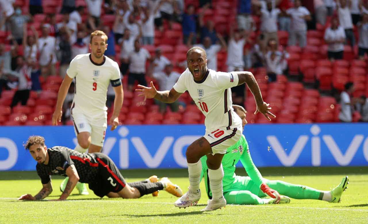 L'esultanza di Sterling dopo il gol