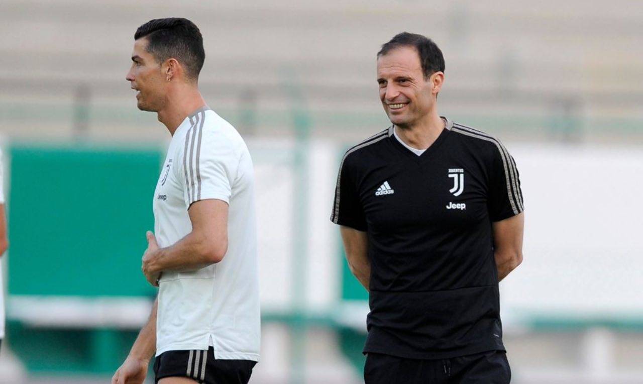 Ronaldo e Allegri in allenamento