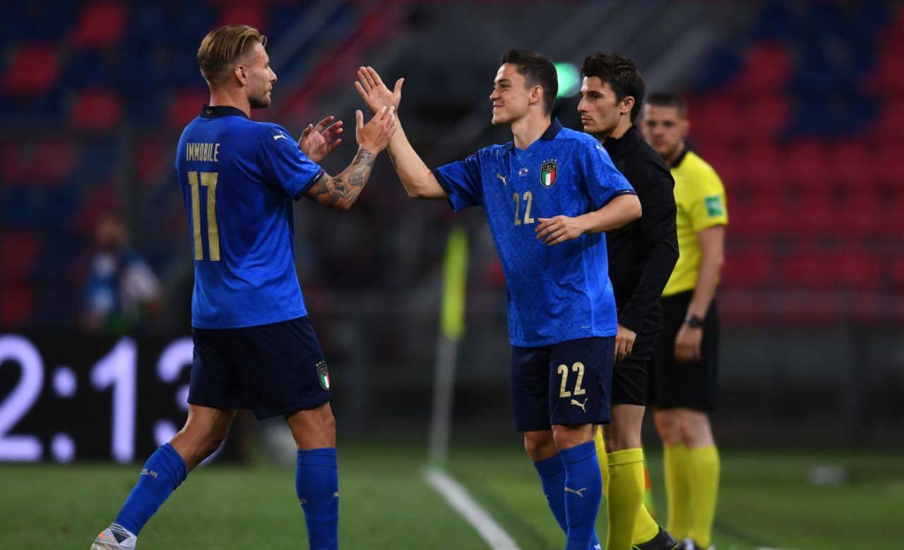 Raspadori entra in campo al posto di Immobile