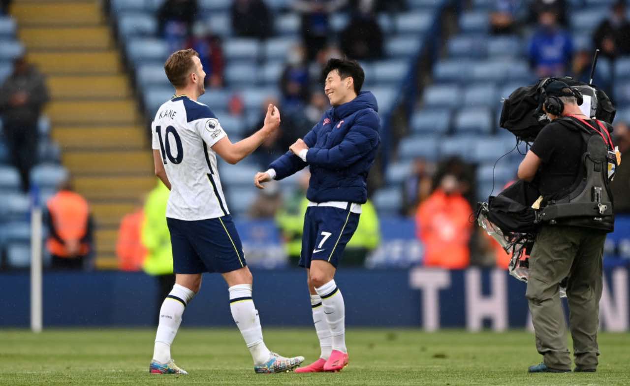 Kane e Son festeggiano un gol