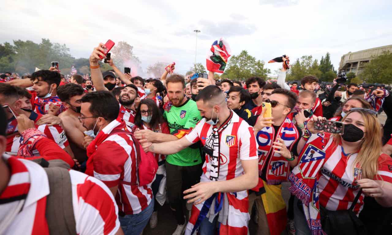 I festeggiamenti dei tifosi dell'Atletico Madrid 