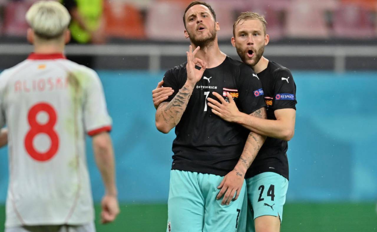 Arnautovic festeggia la rete in Austria-Macedonia del Nord