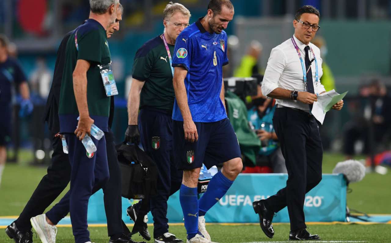 Chiellini s'infortuna in Italia-Svizzera