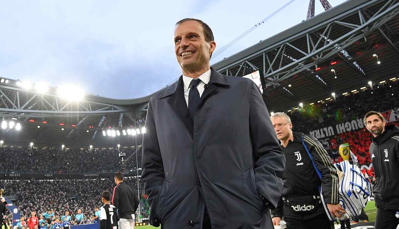 Massimiliano Allegri sorridente all'Allianz Stadium