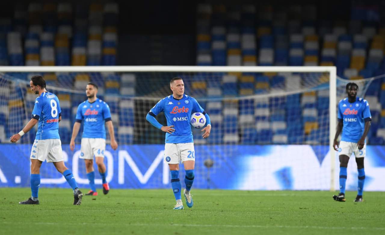 La delusione dei giocatori azzurri dopo Napoli-Verona