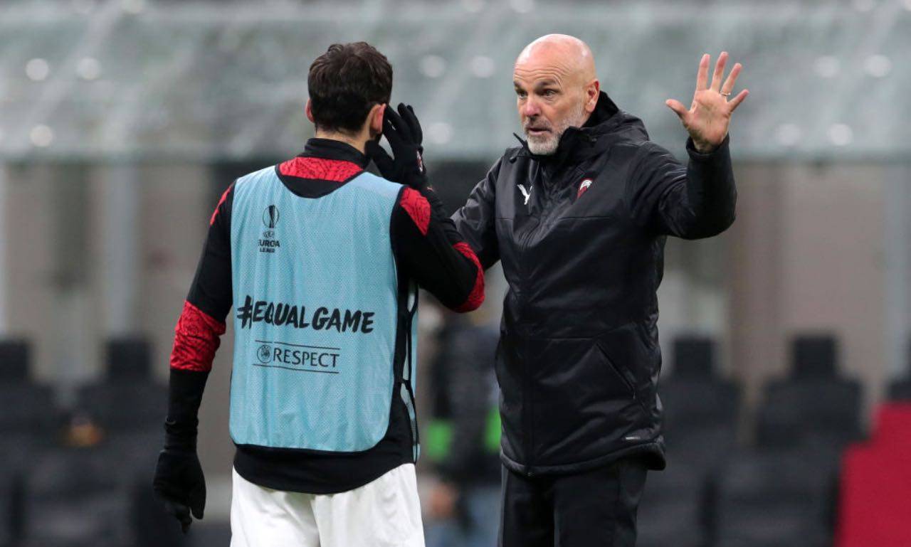 Calhanoglu e Pioli, Milan 