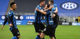 L'esultanza dei calciatori dell'Inter