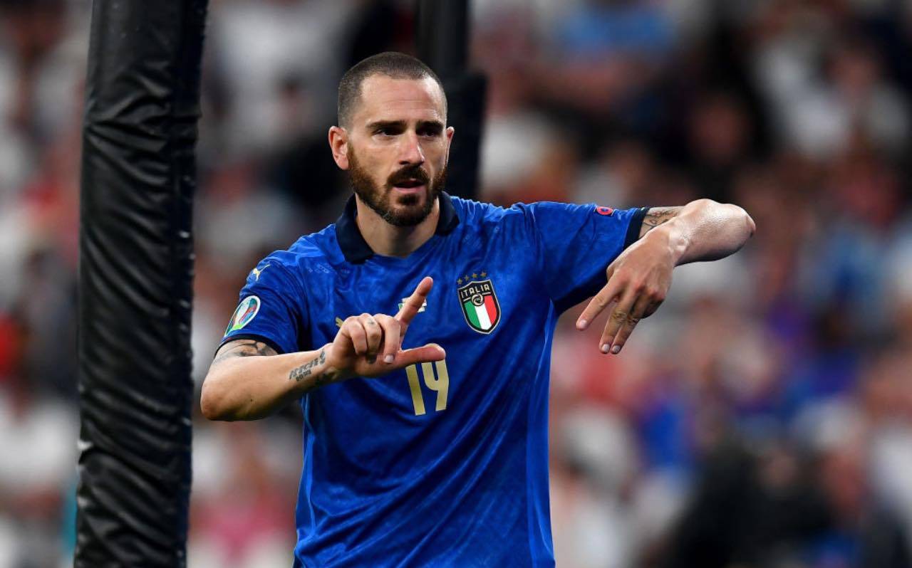 Bonucci esulta dopo il gol all'Inghilterra