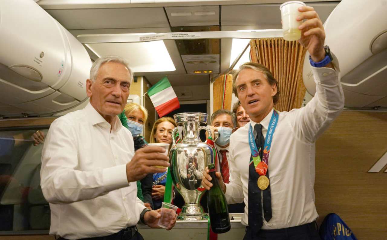 Gravina e Mancini festeggiano l'Europeo