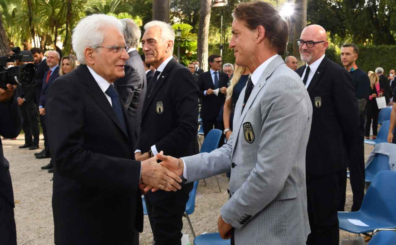 Mancini saluta Mattarella 