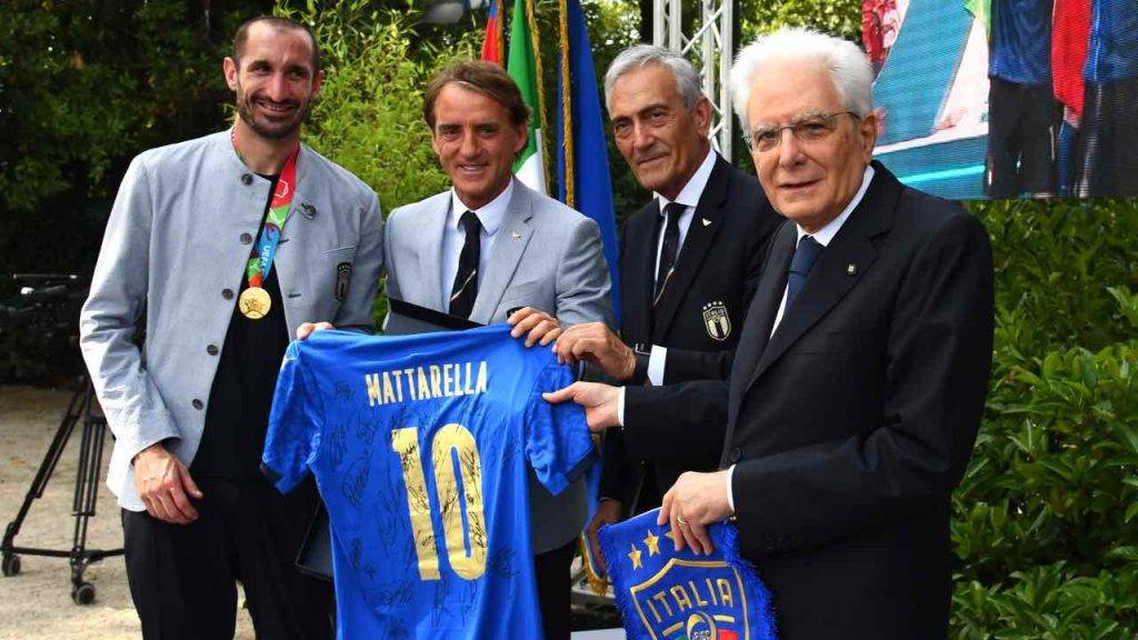 Mancini e Chiellini con Mattarella