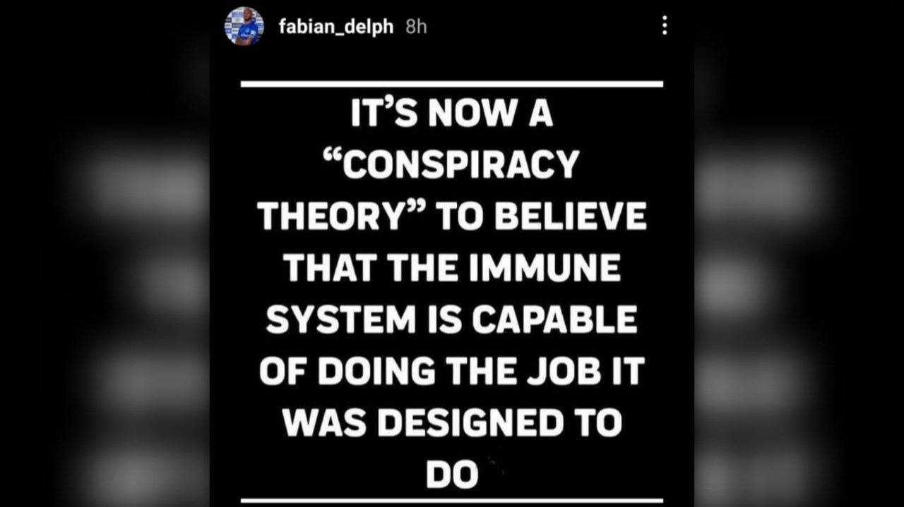 Il messaggio di Delph contro il vaccino su Instagram