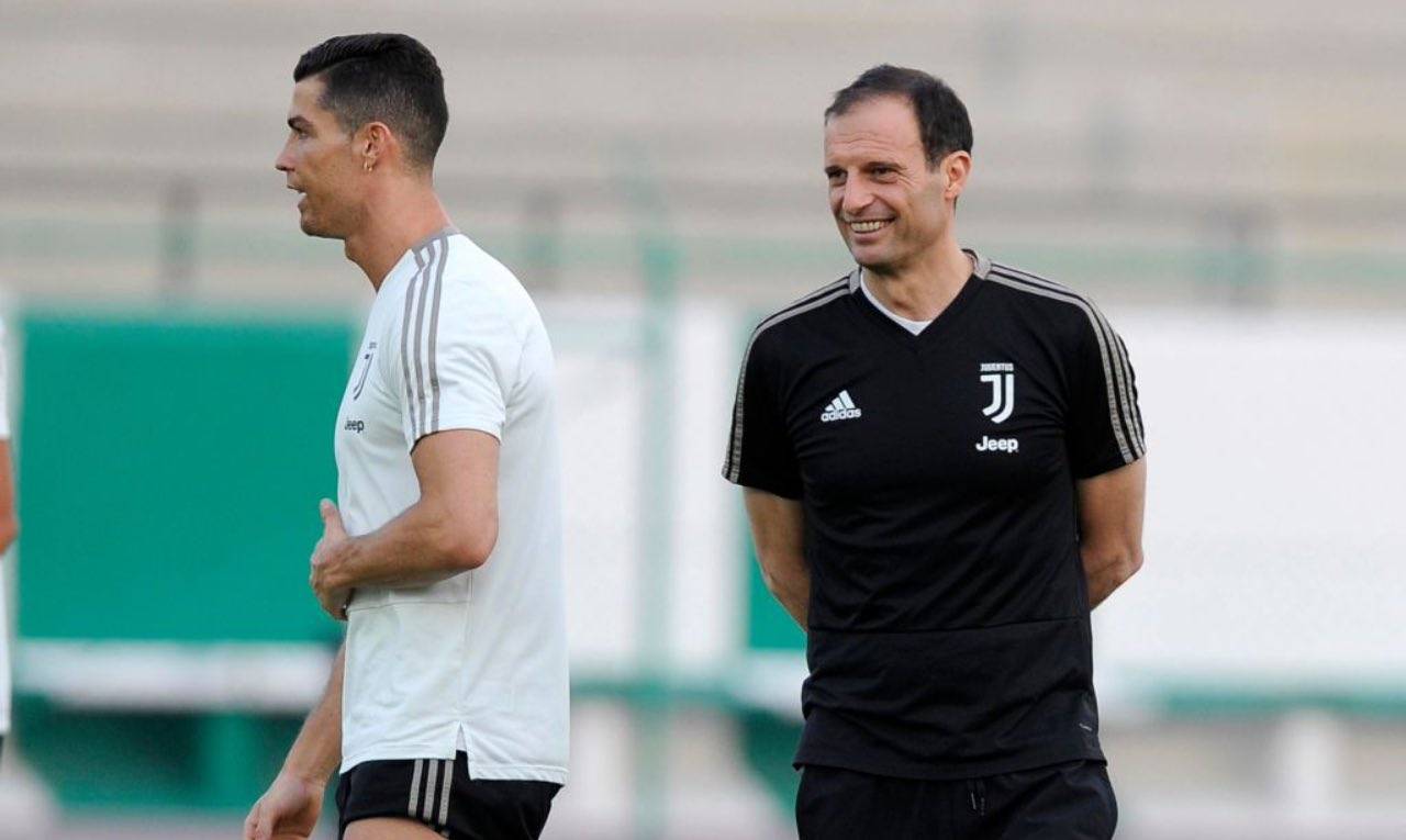 Ronaldo e Allegri in allenamento