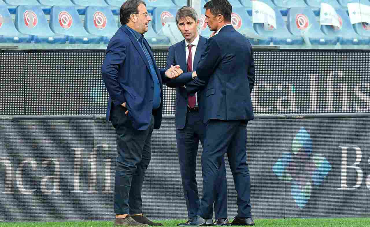 Maldini e Massara parlano con Faggiano