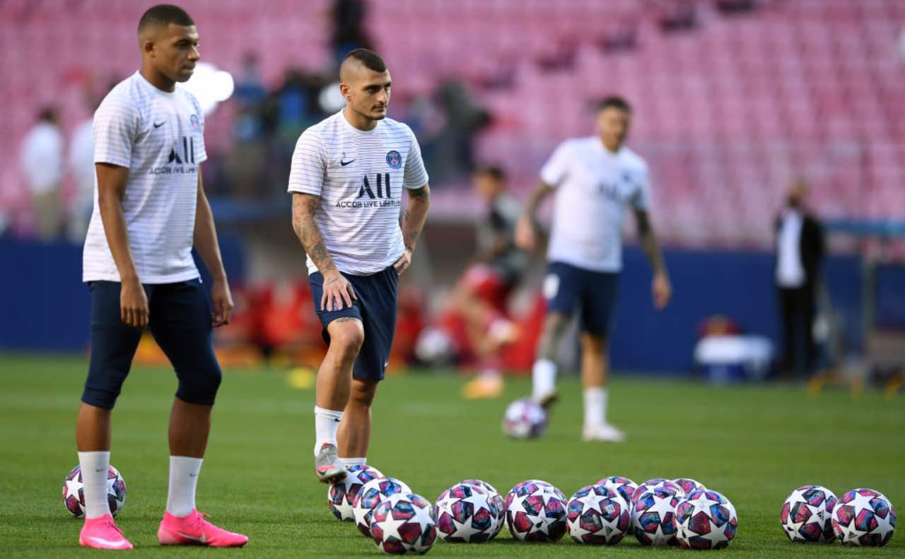 Verratti e Mbappé in campo insieme 