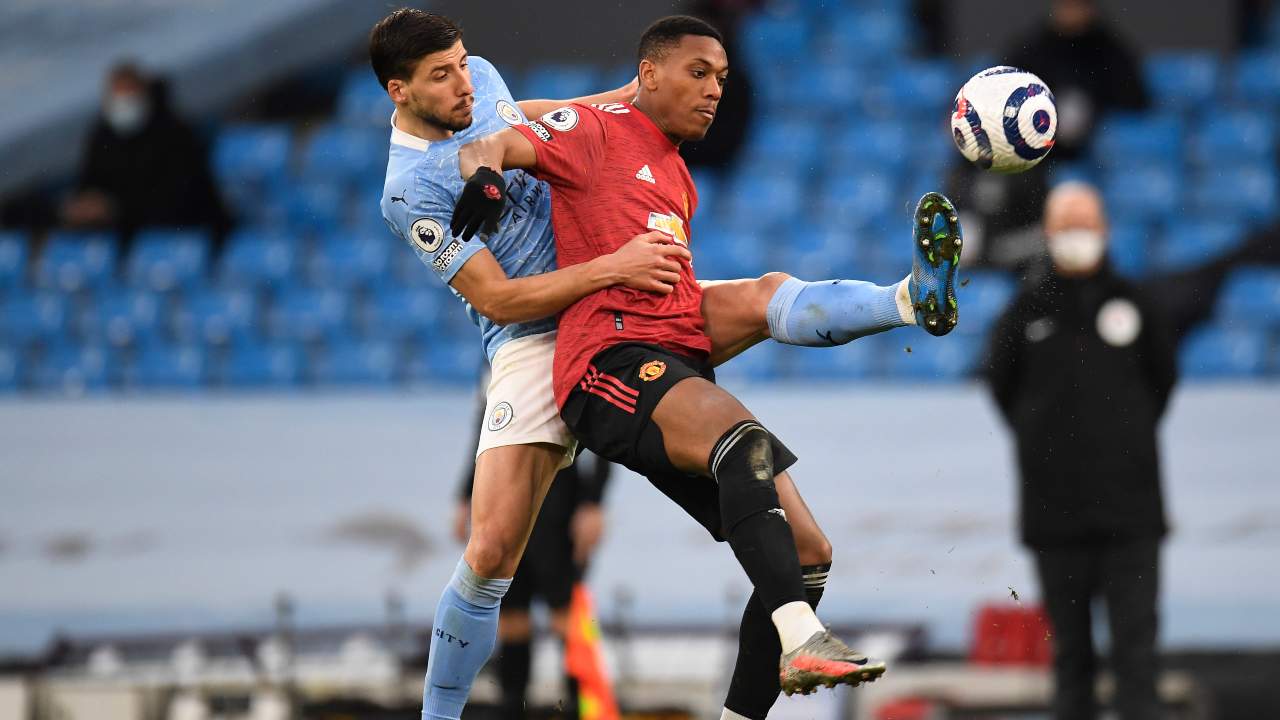 Ruben Dias ed Anthony Martial in azione